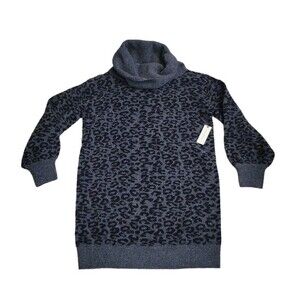 NWT Anthropologie Women's Emmy Cowl Neck Tunic grey leopard print size S